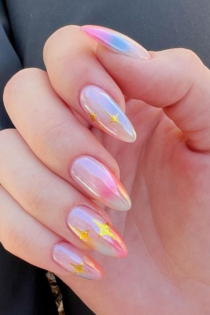 Elegant Chrome Ombre Spring Nail Art