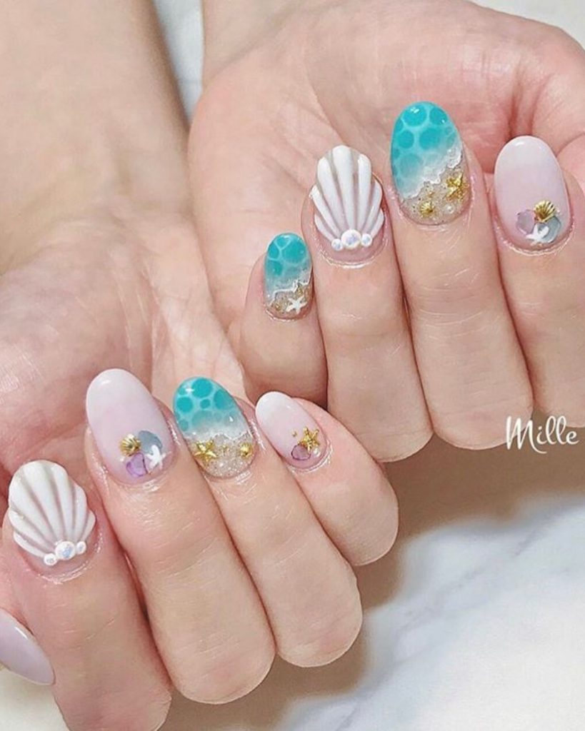 Sea Party Mermaid Nails