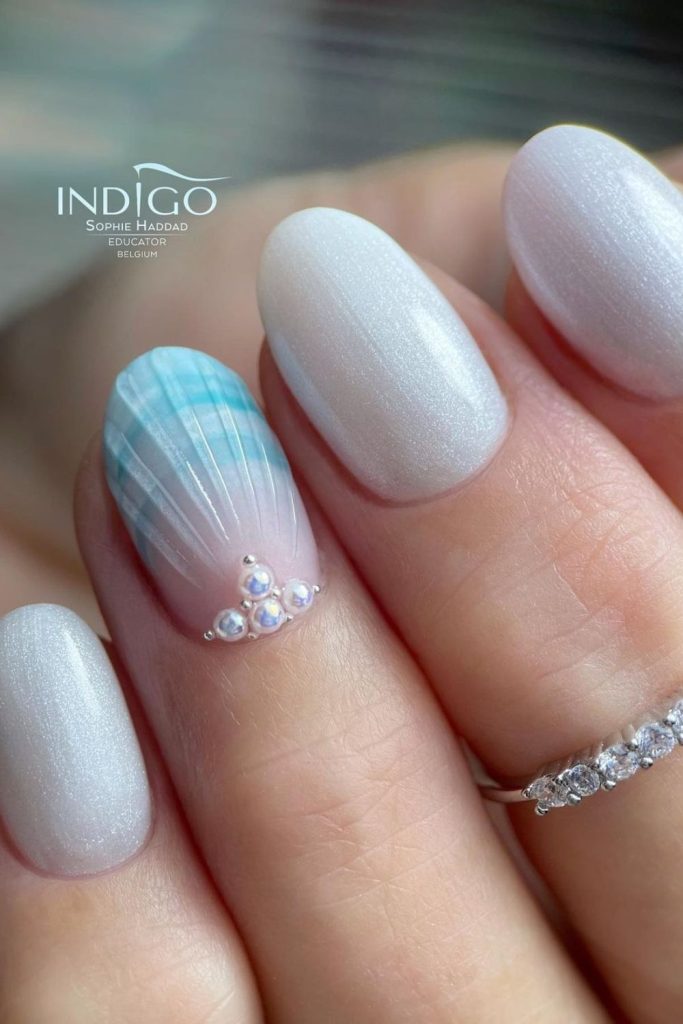 3D Seashell Pearly Mermaid Nails