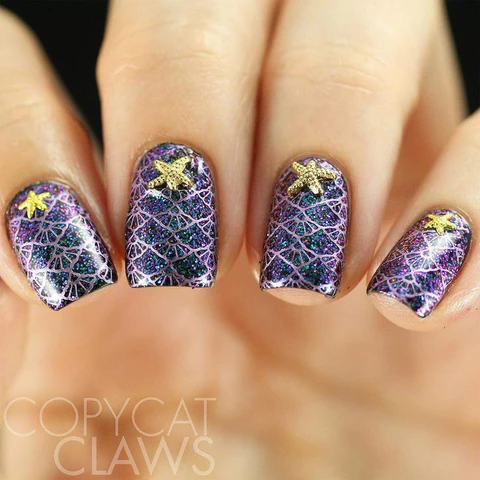 Color Shifting Mermaid Nails with Starfish Studs